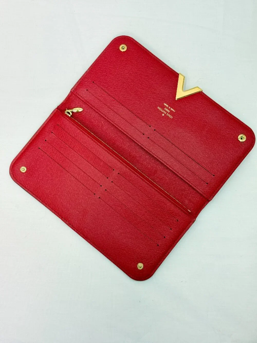 Louis Vuitton Kimono Wallet Cerise Red Monogram 2016 Leather V Clasp
